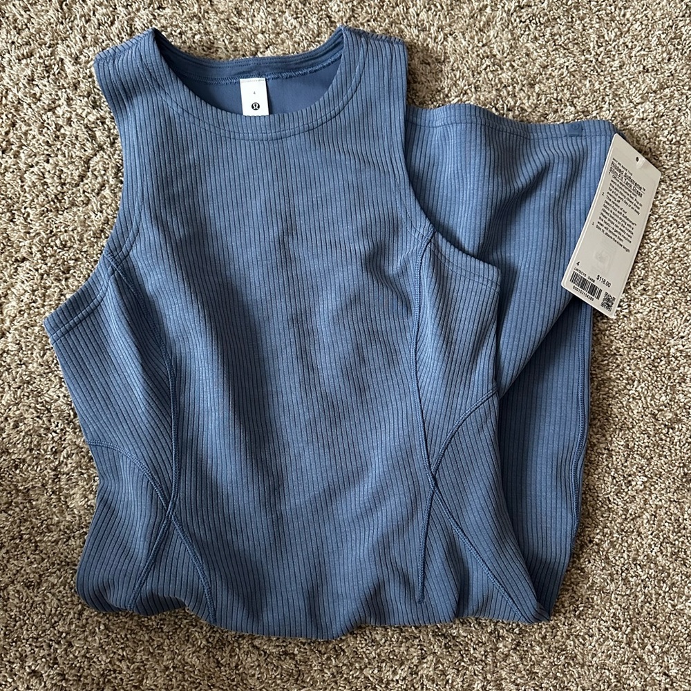 Lululemon Blue Softstream Slim-Fit Tank Dress